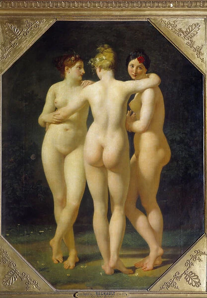 The three Graces. Painting by Jean Baptiste Regnault (1754-1829), 19th century. hs  /  t