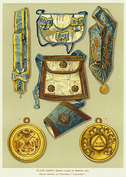Grand Lodge of Sweden and Grand Orient of Portugal ('Lusitano') (colour litho)