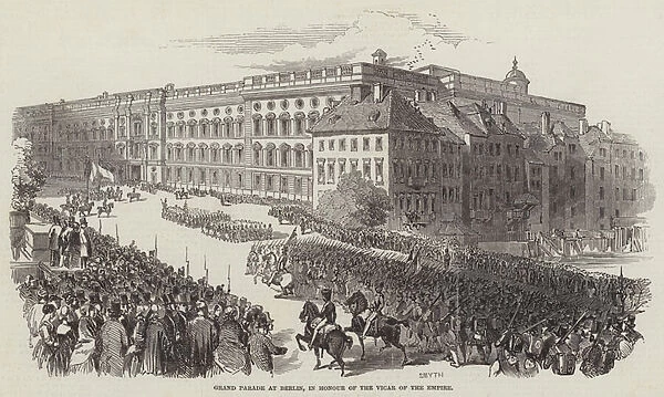 Grand Parade at Berlin, in Honour of the Vicar of the Empire (engraving)