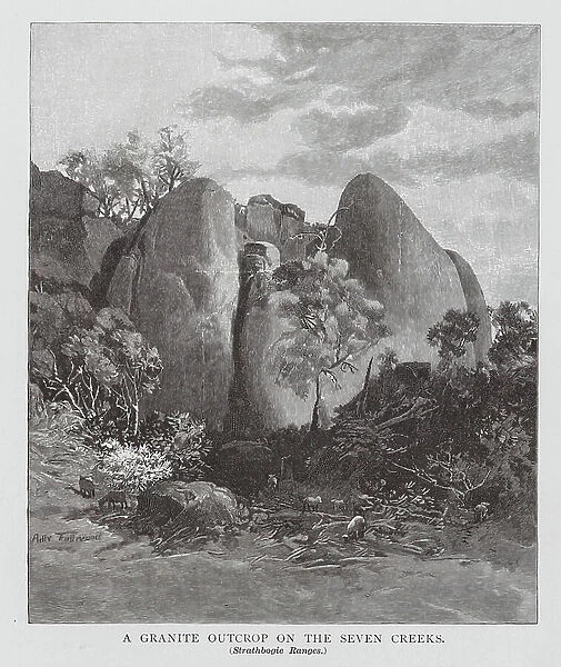 A Granite Outcrop on the Seven Creeks, Strathbogie Ranges (engraving)