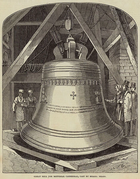 Great Bell for Montreal Cathedral, Cast by Messers Mears (engraving)