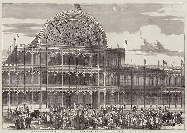 Front of the Great Exhibition Building, Exterior of the South Side (engraving)