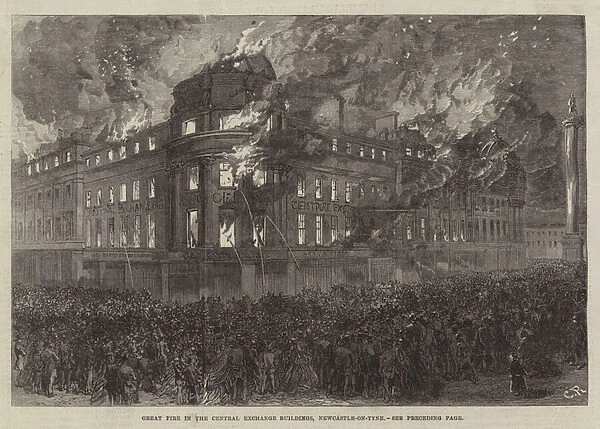 Great Fire in the Central Exchange Buildings, Newcastle-on-Tyne (engraving)