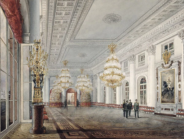 The Great Hall, Winter Palace, St. Petersburg, 1837 (w  /  c on paper)