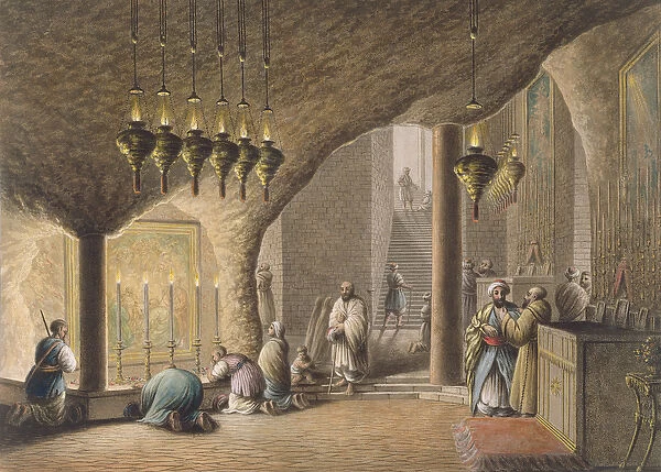 The Grotto of the Nativity, Bethlehem, pub. by William Watts, 1802 (engraving)