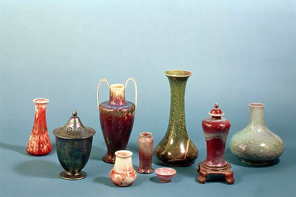 Group of earthenware vases and bowls made at the Ruskin Pottery, 1898-1935 (earthenware)