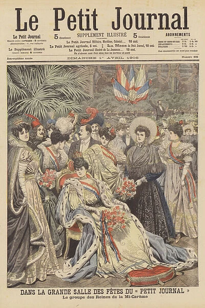 Group of Mid-Lent queens in the grand festival hall of Le Petit Journal (colour litho)