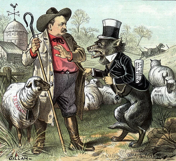 Grover Cleveland as a shepherd amongst his flock, 1885