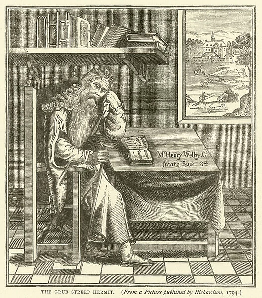 The Grub Street Hermit, from a picture published by Richardson, 1794 (engraving)