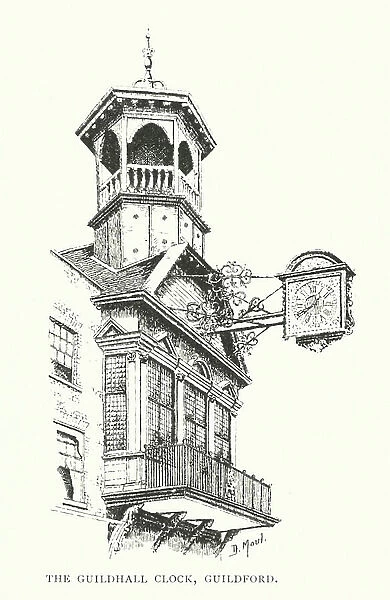 The Guildhall Clock, Guildford (litho)