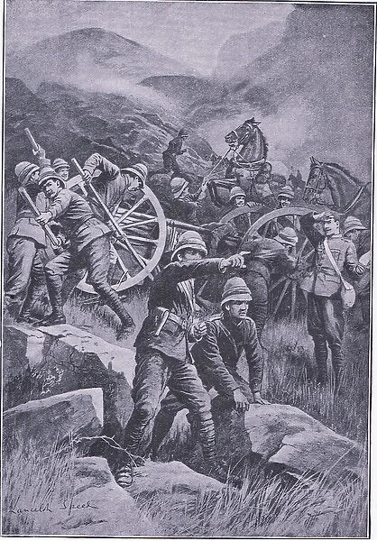 A gun overturned on a hillside, from After Pretoria: The Guerilla War published by