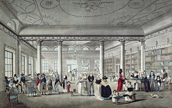 Halls Library at Margate, 1789 (coloured engraving)