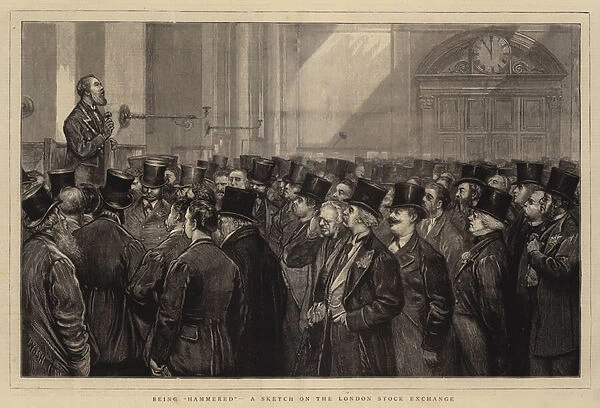 Being 'Hammered', a Sketch on the London Stock Exchange (engraving)