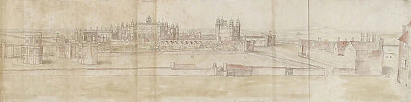 Hampton Court Palace from the North (pen and brown ink and watercolour over faint