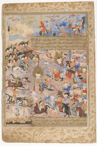 Hamza and Ali in battle from a Rawzat al-safa, 1571-72 (opaque watercolor