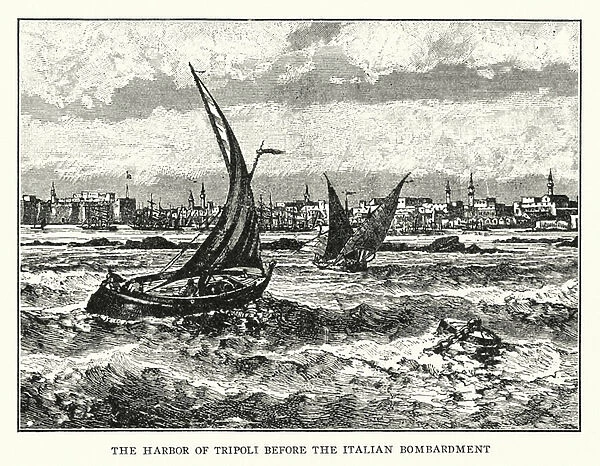 The Harbor of Tripoli before the Italian bombardment (litho)