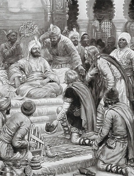 Harun al-Rashid receiving an Embassy from Charles the Great (litho)