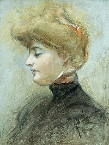 Head of a Blond Woman, c. 1895 (oil on board)