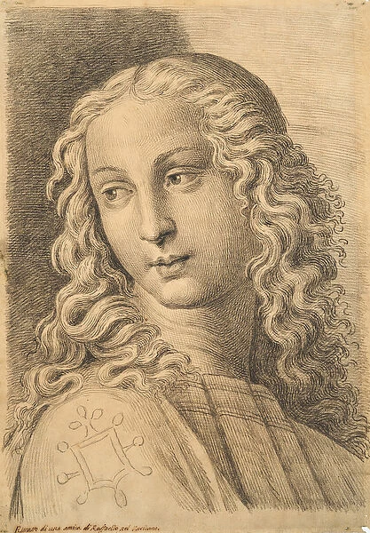 Head of a woman, from 42 Studies of Heads after Raphael (pencil on paper)