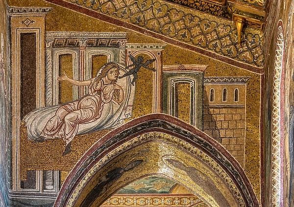 Healing of the Canaanite woman, Byzantine mosaic, XII-XIII centuries in the Southern nave (mosaic)
