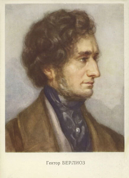 Hector Berlioz, French Romantic composer (1803-1869) (colour litho)