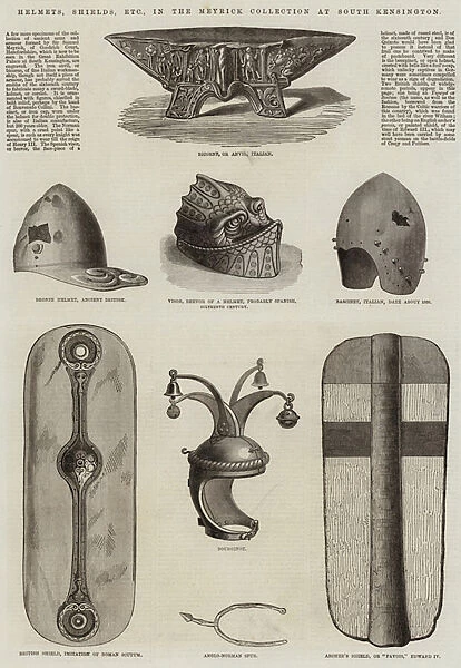 Helmets, Shields, etc, in the Meyrick Collection at South Kensington (engraving)