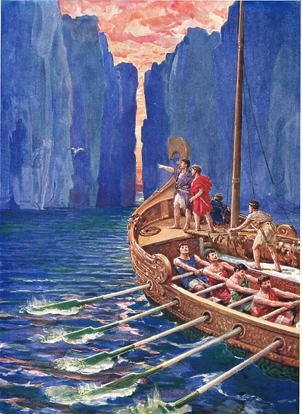 Hera has sent us a pilot; let us follow the cunning bird, illustration for How the Argonauts sailed to Colchis, from The Heroes of Greek Fairy Tales, by Charles Kingsley (1819-75) (colour litho)