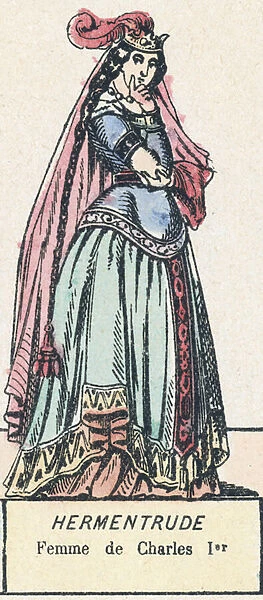 Hermentrude, Femme de Charles Ier (coloured engraving)
