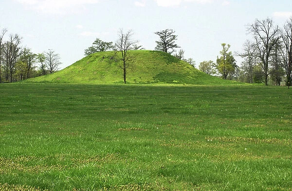 High platform mound (39 feet high) of the Plum Bayou people, a Woodlands culture, Toltec Mounds Archaeological State Park, Arkansas