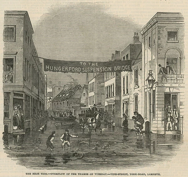 The High Tide: overflow of the Thames on Tuesday (engraving)