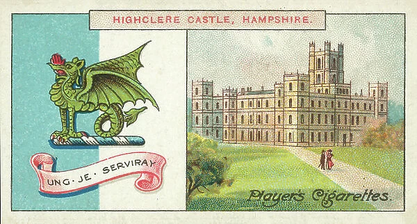 Highclere Castle, Hampshire, Ung Je Serviray, Earl Of Carnarvon (colour litho)