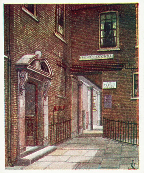 Historic Places from Dickens' Classics: Holborn Court, Gray's Inn, London (colour litho)