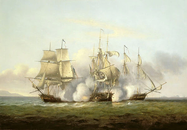 HMS Gore in Action With the French Brigs Palinure and Pilade