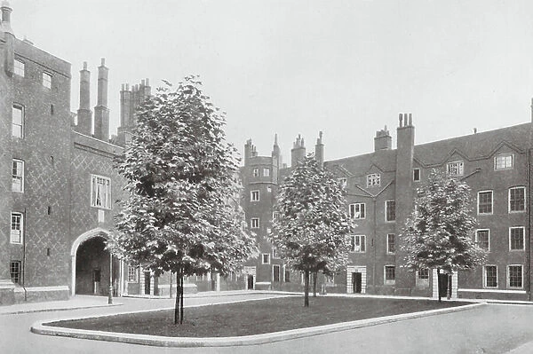Holborn, Lincoln's Inn, Old Square, looking SE, Gatehouse, 1518, Chambers, 1609, with later alterations (b / w photo)