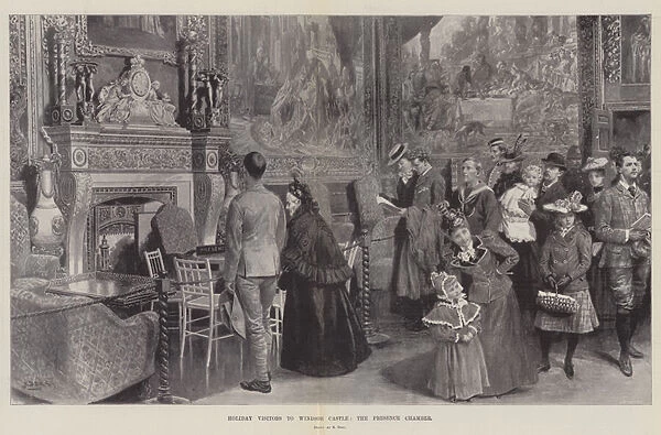 Holiday Visitors to Windsor Castle, the Presence Chamber (litho)