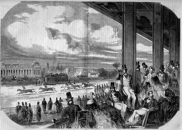 Horse racing at the Chantilly hypodrome in 1858