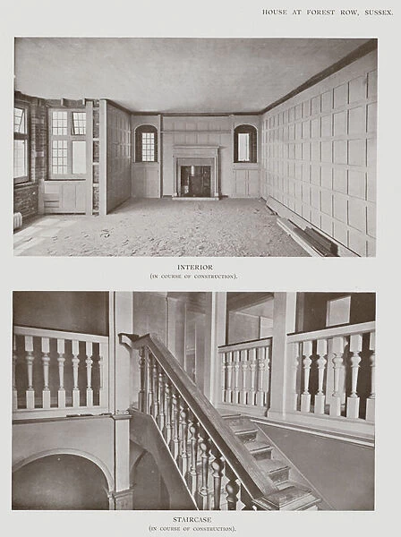 House at Forest Row, Sussex, Interior, Staircase (b  /  w photo)