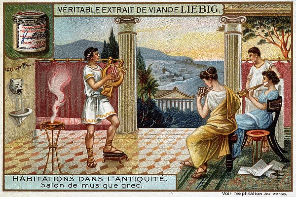 Houses in the Antiquite: Greek Music Room - Liebig Chromolithography, 19th century