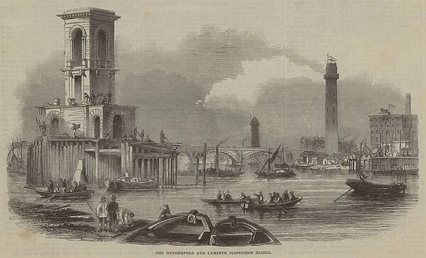The Hungerford and Lambeth Suspension Bridge (engraving)