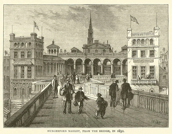 Hungerford Market, from the Bridge, in 1850 (engraving)