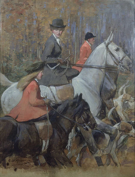 The Hunt. BON46709 The Hunt by Armour, George Denholm 