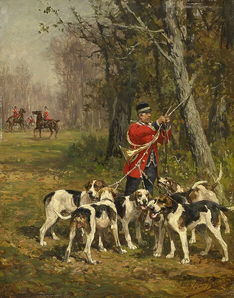 Hunting Hounds, c. 1850-97 (oil on panel)