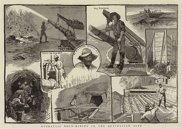 Hydraulic Gold-Mining in the Australian Alps (engraving)