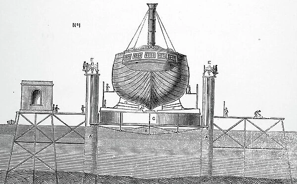 A hydraulic lift at the Victoria Docks, 1850