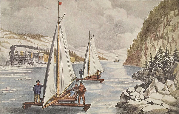 Ice-Boat Race on the Hudson, pub. C. 1855, Currier & Ives (colour litho)