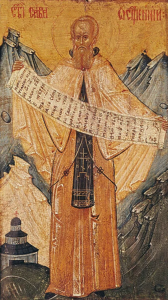 Icon of St. Sabas of Jerusalem, 1572 (tempera on panel)