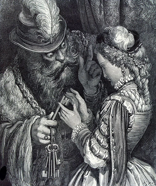 Illustration for Bluebeard by Charles Perrault (1628-1703) 1893 (engraving)