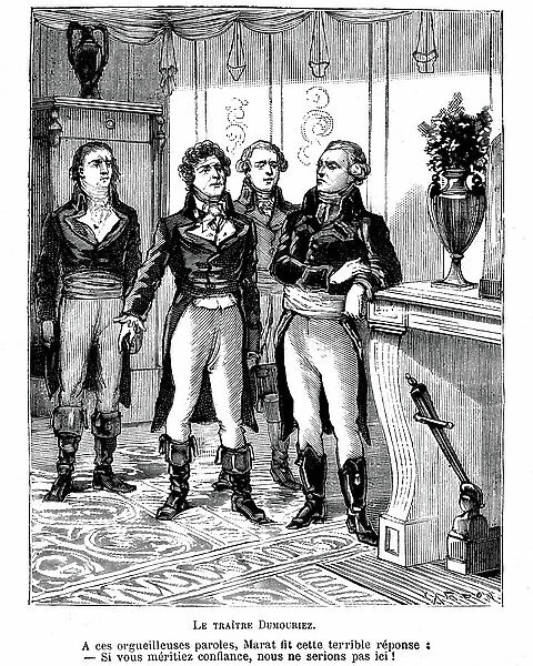 Illustration of the book by Leo Taxil and J. Vindex ' Marat ou les heros de la revolution', Librairie anti-clericale (anti clerical, anticlerical) 1883 - Revolution Francaise - Jean-Paul Marat (1743 - 1793)