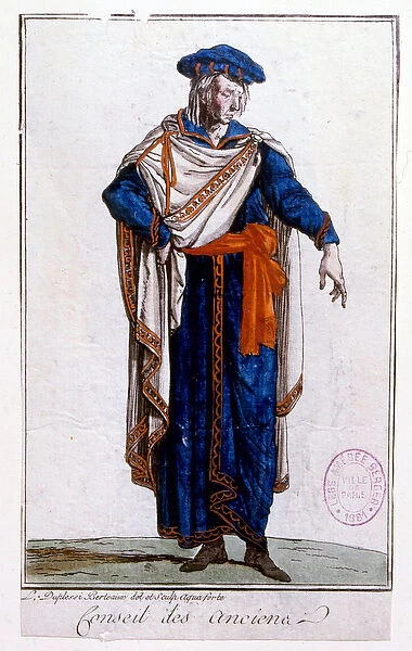 Illustration depicting the uniform of a member of the Directoire