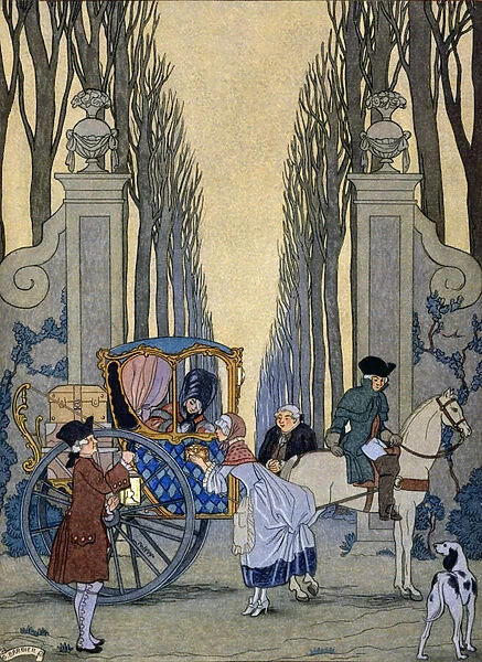 Illustration from Les Liaisons Dangereuses by Pierre Chodlerlos de Laclos, c. 1920 (pochoir print)